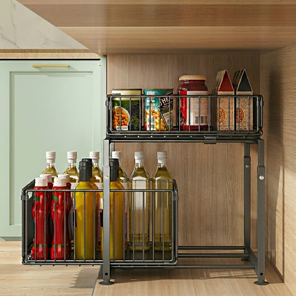 2-Tier Pull-Out Cabinet Organizer